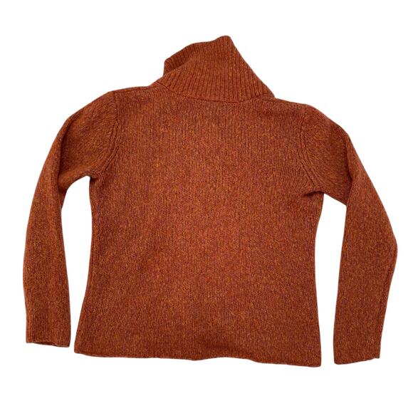 EILEEN FISHER Spice Orange Shawl Collar Merino Wool V-Neck Sweater Size Medium - Picture 5 of 10